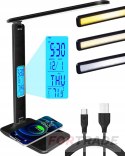 LED-SCHREIBTISCHLAMPE MIT USB-INDUKTIONSLADEGERÄT SCHULLAMPE THERMOMETER DATEN