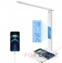 LED-SCHREIBTISCHLAMPE MIT USB-INDUKTIONSLADEGERÄT SCHULLAMPE THERMOMETER DATEN