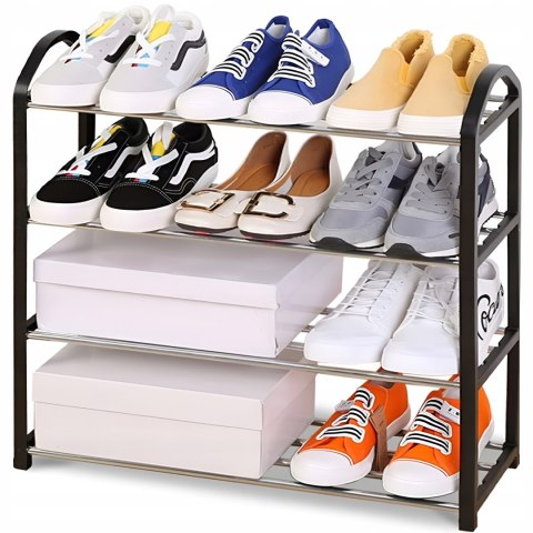 SHOES SHELF BOOKCASE CABINET STAND 4 LEVELS 12 PAIRS SHOES ORGANIZER