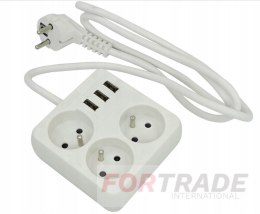 EXTENSION CORD POWER STRIP WITH GROUNDING + 3 USB POWER CABLE 1.5M