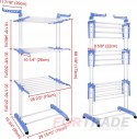 STANDING FOLDABLE LAUNDRY DRYER FOR CLOTHES, VERTICAL, REINFORCED, LARGE, 176CM