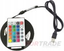 TAŚMA LED RGB USB Z PILOTEM 5V 3M PODŚWIETLENIE LEDOWA KOLOROWA WODOODPORNA