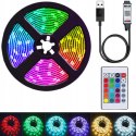 TAŚMA LED RGB USB Z PILOTEM 5V PODŚWIETLENIE TV LEDOWA KOLOROWA 2M + PILOT