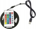 TAŚMA LED RGB USB Z PILOTEM 5V PODŚWIETLENIE TV LEDOWA KOLOROWA 2M + PILOT