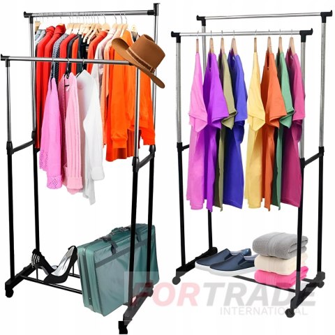 DOUBLE STANDING CLOTHING HANGER ON WHEELS CLOTHES FOR THE ROOM WARDROBE