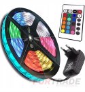 Wodoodporna TAŚMA LED RGB SMD 5M Kolorowa + PILOT DO REGAŁU PÓŁKI SZAFKI