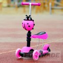 THREE-WHEEL BALANCING SCOOTER FOR CHILDREN, ADJUSTABLE, RIDE-RIDE WITH BASKET