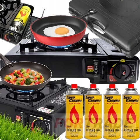 TOURIST PORTABLE FIELD GAS COOKER + 8 X GAS CARTRIDGE FOR THE COOKER