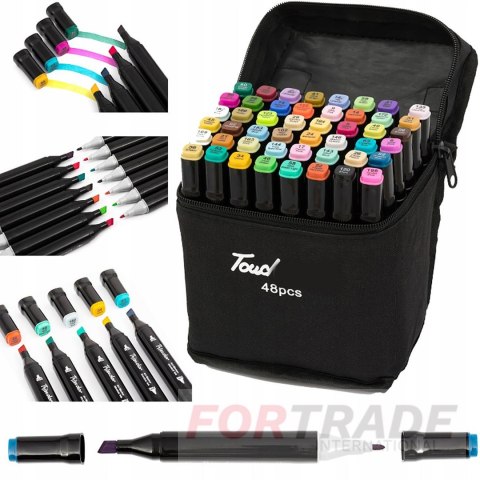 DOPPELSEITIGE MARKIERER TOUCH-MARKER MEGA-SET TASCHE 48 STÜCK WASSERDICHTE MARKIERER