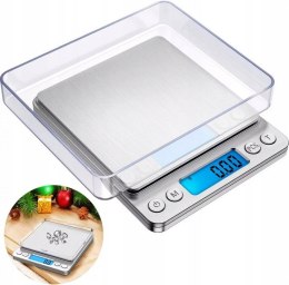 PRÄZISIONSSCHMUCK DIGITALE KÜCHENWAAGE LCD 500G-0,01G 2 BEHÄLTER