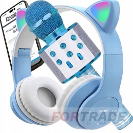 KARAOKE BLUETOOTH MICROPHONE SET + ON-EAR HEADPHONES FOR CHILDREN CAT EARS