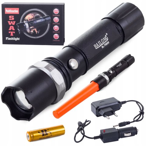 POLICE MULTIFUNCTIONAL FLASHLIGHT ALUMINUM COVER SWAT CREE ZOOM XM-L T6