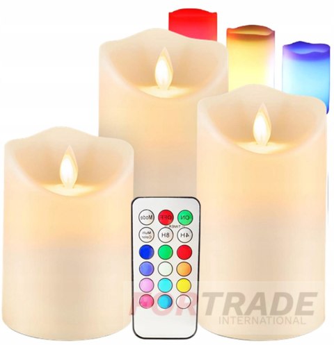 RGB LED CANDLES COLORFUL REMOTE CANDLES SET OF 3