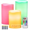 RGB LED CANDLES COLORFUL REMOTE CANDLES SET OF 3