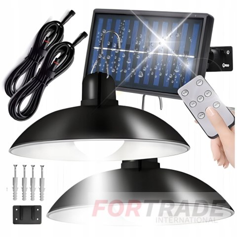 CHANDELIER HANGING GARDEN LAMP DOUBLE SOLAR LED REMOTE SET