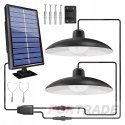 LAMPA OGRODOWA SOLARNA 2 ŻYRANDOL LED WISZĄCA ULICZNA ZEWNĘTRZNA + PILOT