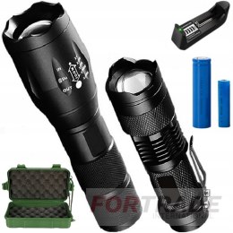 SET 2X MILITARY TACTICAL LED FLASHLIGHT T6 Q5 COB FORTRADE