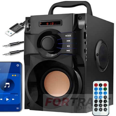 GŁOŚNIK BEZPRZEWODOWY PRZENOŚNY BOOMBOX BLUETOOTH KOLUMNA RADIO USB PILOT