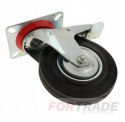 SWIVEL WHEEL, RUBBER WHEEL FOR TROLLEY, SWIVEL + BRAKE, 75MM, SMALL