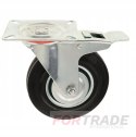 SWIVEL WHEEL, RUBBER WHEEL FOR TROLLEY, SWIVEL + BRAKE, 75MM, SMALL