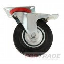 SWIVEL WHEEL, RUBBER WHEEL FOR TROLLEY, SWIVEL + BRAKE, 75MM, SMALL