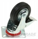 SWIVEL WHEEL, RUBBER WHEEL FOR TROLLEY, SWIVEL + BRAKE, 75MM, SMALL