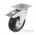 SWIVEL WHEEL, RUBBER WHEEL FOR TROLLEY, SWIVEL + BRAKE, 75MM, SMALL