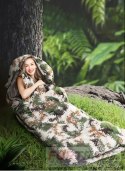 TOURIST TRAVEL SLEEPING BAG WITH HOOD, WARM, LIGHTWEIGHT CAMO DUVET WITH COVER