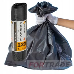 GARBAGE BAGS 120L LITERS UNIVERSAL SUPER STRONG BLACK 105X70CM X 7 PCS