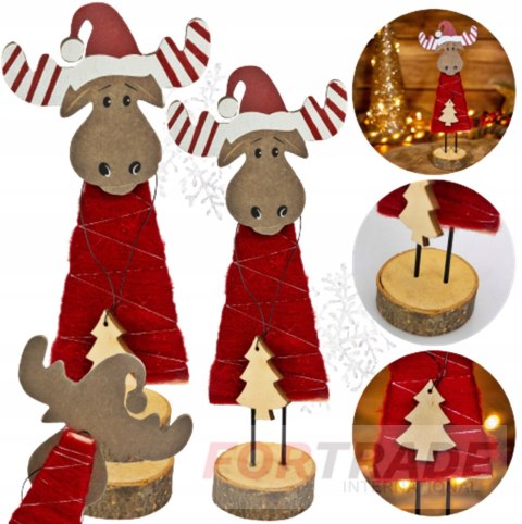 HOLZDEKO-FIGUR, RENTIER, HIRSCH, WEIHNACHTSSCHMUCK FÜR WEIHNACHTEN