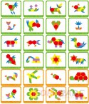 DREWNIANE KLOCKI KOLOROWE UKŁADANKA MONTESSORI PUZZLE GRA KARTY 155 EL.