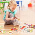 DREWNIANE KLOCKI KOLOROWE UKŁADANKA MONTESSORI PUZZLE GRA KARTY 155 EL.