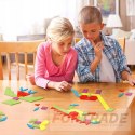 DREWNIANE KLOCKI KOLOROWE UKŁADANKA MONTESSORI PUZZLE GRA KARTY 155 EL.