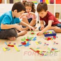 BUNTES HOLZBLÖCKE MONTESSORI-PUZZLE-KARTENSPIEL 155 TEILE.