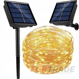 GIRLANDA SOLARNA DRUCIK LAMPKI OGRODOWE OZDOBNE NA CHOINKĘ 100 LED SOLARNE