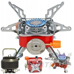 Small red camping stove