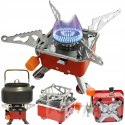 Small red camping stove