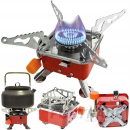 Small red camping stove