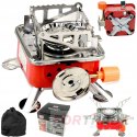 Small red camping stove