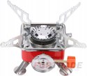 Small red camping stove