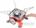 Small red camping stove