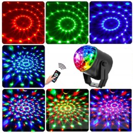 DISCO BALL DISCO PROJECTOR ROTATING LASER RGB LED REFLECTOR + REMOTE