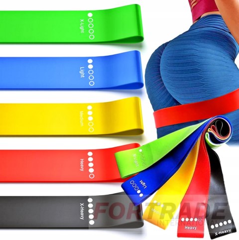 REHABILITATION EXERCISE RESISTANCE BANDS FITNESS TAPE 5 COLORFUL PIECES