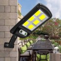 LAMPA ULICZNA OGRODOWA LED LATARNIA SOLARNA CZUJNIK RUCHU ZMIERZCHU + PILOT