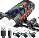 LED SOLAR FAHRRADLAMPE POWERBANK LENKERLAMPE VORNE + HINTEN GLOCKE