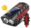 LED SOLAR FAHRRADLAMPE POWERBANK LENKERLAMPE VORNE + HINTEN GLOCKE