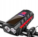 LED SOLAR BIKE LAMP POWERBANK HANDLEBAR LAMP FRONT+BACK BELL