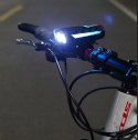 LED SOLAR FAHRRADLAMPE POWERBANK LENKERLAMPE VORNE + HINTEN GLOCKE