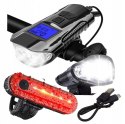 LED-FAHRRADLAMPE MIT ZÄHLER, HUPE, FAHRRADLENKER, USB-KLINGEL