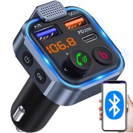 TRANSMITER FM BLUETOOTH MP3 BT AUDIO ŁADOWARKA 3X USB QC 3.0 RGB ADAPTER